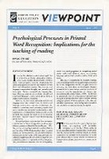Cover: Psychological Processes in Printed Word Recognition - Institute of Education Publications