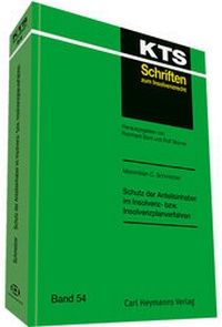 Abbildung von: Schutz der Anteilsinhaber im Insolvenz- bzw. Insolvenzplanverfahren - Carl Heymanns Verlag