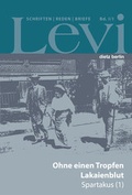 Cover: Levi - Gesammelte Schriften, Reden und Briefe / Gesammelte Schriften, Reden und Briefe Band I/1 - Dietz