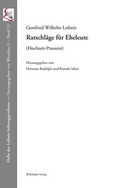 Cover: Ratschl&auml;ge f&uuml;r Eheleute - Wehrhahn Verlag