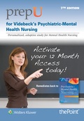 Cover: PrepU for Videbeck's Psychiatric Mental Health Nursing - Lippincott Williams and Wilkins