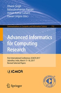 Enlarge image Cover: Advanced Informatics for Computing Research - Springer