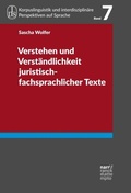 Cover: Verstehen und Verst&auml;ndlichkeit juristisch-fachsprachlicher Texte - Narr Francke Attempto