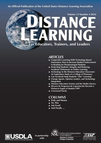 Enlarge image Cover: Distance Learning Vol 13 Issue 4 - Information Age Publishing