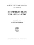 Cover: Inscriptions from Tell Abu Salabikh - Institute for the Study of Ancient Cultures