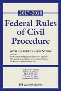 Abbildung von: Federal Rules of Civil Procedure with Resources for Study - Aspen Publishers