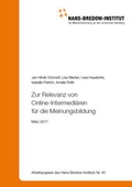 Cover: Zur Relevanz von Online-Intermedi&auml;ren f&uuml;r die Meinungsbildung - Hans-Bredow-Institut
