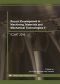 Cover: Recent Development in Machining, Materials and Mechanical Technologies II - Trans Tech Publications Ltd