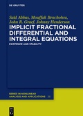 Cover: Implicit Fractional Differential and Integral Equations - De Gruyter