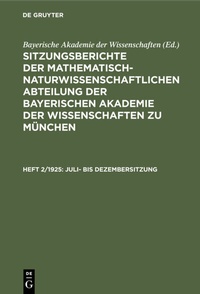 Abbildung von: Juli- bis Dezembersitzung - De Gruyter Oldenbourg