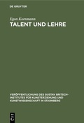 Cover: Talent und Lehre - De Gruyter Oldenbourg