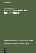 Bild: Fuldaer Studien Neue Folge - De Gruyter Oldenbourg