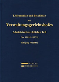 Abbildung von: Erkenntnisse und Beschlüsse des Verwaltungsgerichtshofes - Verlag Österreich