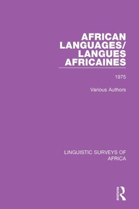 Abbildung von: African Languages/Langues Africaines - Routledge