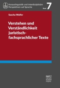 Cover: Verstehen und Verst&auml;ndlichkeit juristisch-fachsprachlicher Texte - Narr Francke Attempto Verlag