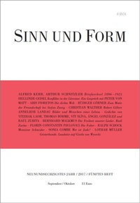 Enlarge image Cover: Sinn und Form 5/2017 - SINN und FORM