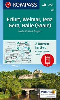 Abbildung von: KOMPASS Wanderkarte Erfurt, Weimar, Jena, Gera, Halle (Saale) - KOMPASS-Karten