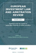 Cover: European Investment Law and Arbitration Review - Martinus Nijhoff