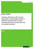 Cover: Achtung, die Riesen rollen. Ist die Zulassung von ueberlangen LKWs in Hinblick auf OEkonomie, Umwelt, Verkehrssicherheit, Gesellschaft und Gesundheit sinnvoll? - GRIN Verlag