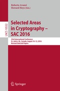 Cover: Selected Areas in Cryptography - SAC 2016 - Springer