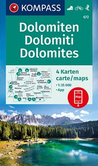 Abbildung von: KOMPASS Wanderkarten-Set 672 Dolomiten, Dolomites, Dolomiti (4 Karten) 1:35.000 - KOMPASS-Karten
