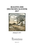 Cover: Bulletin der Deutschen Slavistik 2017 - Frank & Timme