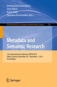 Enlarge image Cover: Metadata and Semantic Research - Springer