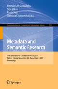 Cover: Metadata and Semantic Research - Springer
