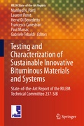 Cover: Testing and Characterization of Sustainable Innovative Bituminous Materials and Systems - Springer
