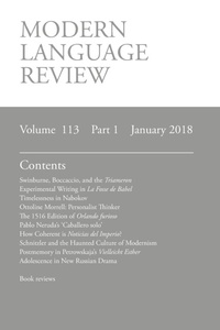 Enlarge image Cover: Modern Language Review (113 - Modern Humanities Research Association