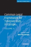 Cover: Common Legal Framework for Takeover Bids in Europe: Volume 2 - Cambridge University Press