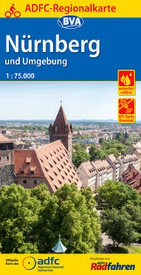 Abbildung von: ADFC Regionalkarte Nürnberg und Umgebung mit Tagestouren-Vorschlägen, 1:75.000, reiß- und wetterfest, GPS-Tracks Download - BVA BikeMedia
