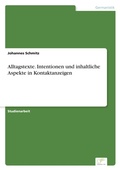 Cover: Alltagstexte. Intentionen und inhaltliche Aspekte in Kontaktanzeigen - diplom.de