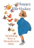 Cover: Girl with Butterflies. 6 Cards, Individually Bagged with Envelopes - Laughing Elephant