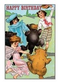 Cover: Children Dancing with Bears and a Fairy. 6 Cards, Individually Bagged with Envelopes - Laughing Elephant