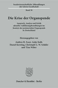Enlarge image Cover: Die Krise der Organspende. - Duncker & Humblot