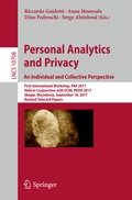 Cover: Personal Analytics and Privacy. An Individual and Collective Perspective - Springer