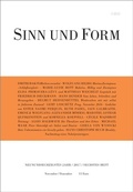 Cover: Sinn und Form 6/2017 - SINN und FORM