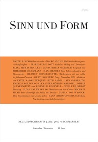Enlarge image Cover: Sinn und Form 6/2017 - SINN und FORM