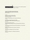 Cover: Footprint 20 Analytic Philosophy and Architecture - Approaching Things from the Other Side Vol 11/1 - Jap Sam Books
