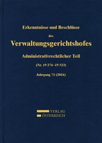 Abbildung von: Erkenntnisse und Beschlüsse des Verwaltungsgerichtshofes - Verlag Österreich