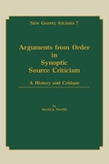 Cover: Arguments from Order in Synoptic Source Criticism - Mercer University Press