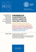 Cover: Handbuch Europ&auml;ische Sprachkritik Online (HESO) / Sprachnormierung und Sprachkritik - Heidelberg University Publishing