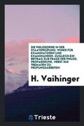Cover: Die Philosophie in Der Staatspruefung. - Trieste Publishing