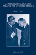 Cover: JAHRBUCH ZUR KULTUR UND LITERATUR DER WEIMARER REPUBLIK - edition text + kritik
