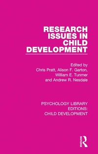 Enlarge image Cover: Research Issues in Child Development - Routledge