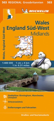 Abbildung von: Michelin Wales, England Süd-West, Midlands - Michelin Editions des Voyages