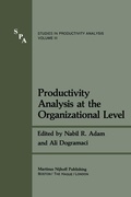 Cover: Productivity Analysis at the Organizational Level - Kluwer Academic Publishers