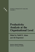 Cover: Productivity Analysis at the Organizational Level - Springer
