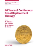 Cover: 40 Years of Continuous Renal Replacement Therapy - S. Karger